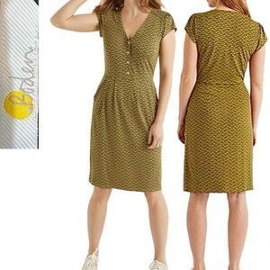 🌞Boden Alberta Jersey Dress – Tuscan Sun Yellow Geometric | Size 12R | Like New